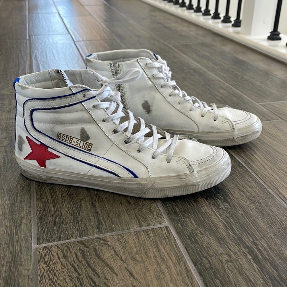 Golden Goose High Top- Size 44- White / Red / Blue